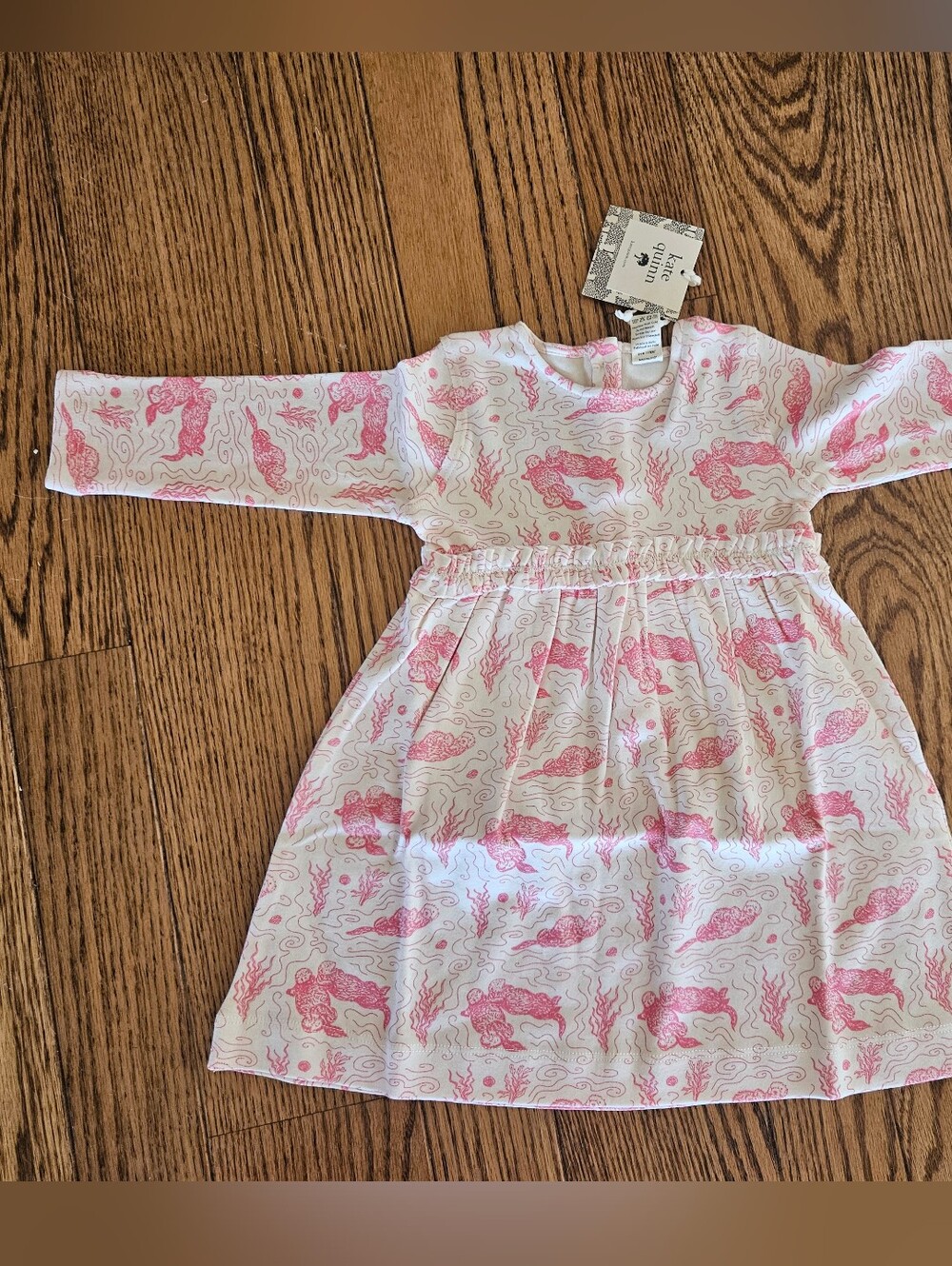 NWT New Kate Quinn 18-24m Long Sleeve Classic Empire Dress Sea Otters Pink